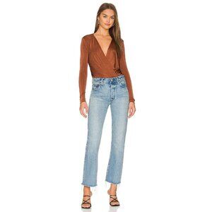 Free People Turnt Surplice Thong Bodysuit Womens Size XL Bouncy Knit Boho Fall